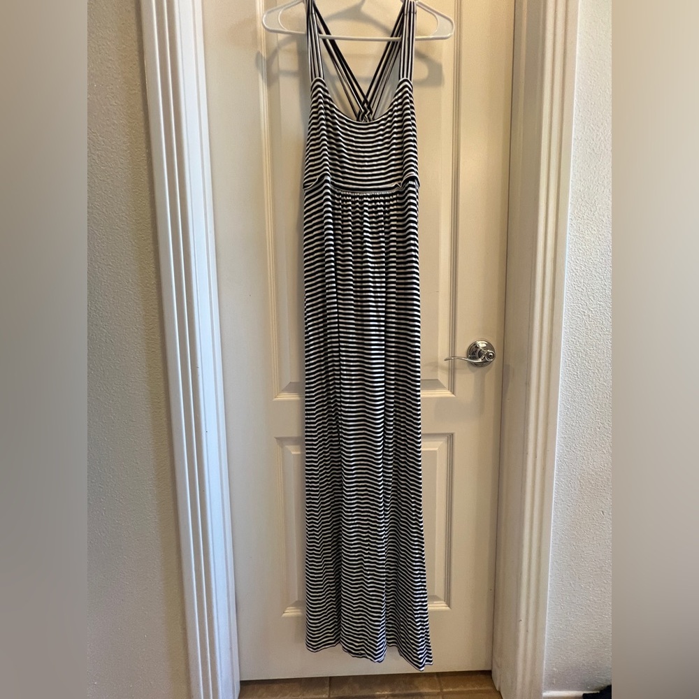 Black and White Striped Maxi Dress